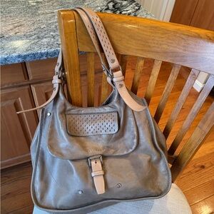 Longchamp Brown Leather Shoulder Tote with Front Flap